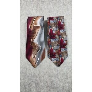 J. Garcia Mens Ties Green Collection Abstract Silk Lot of 2 Volcano & Musical